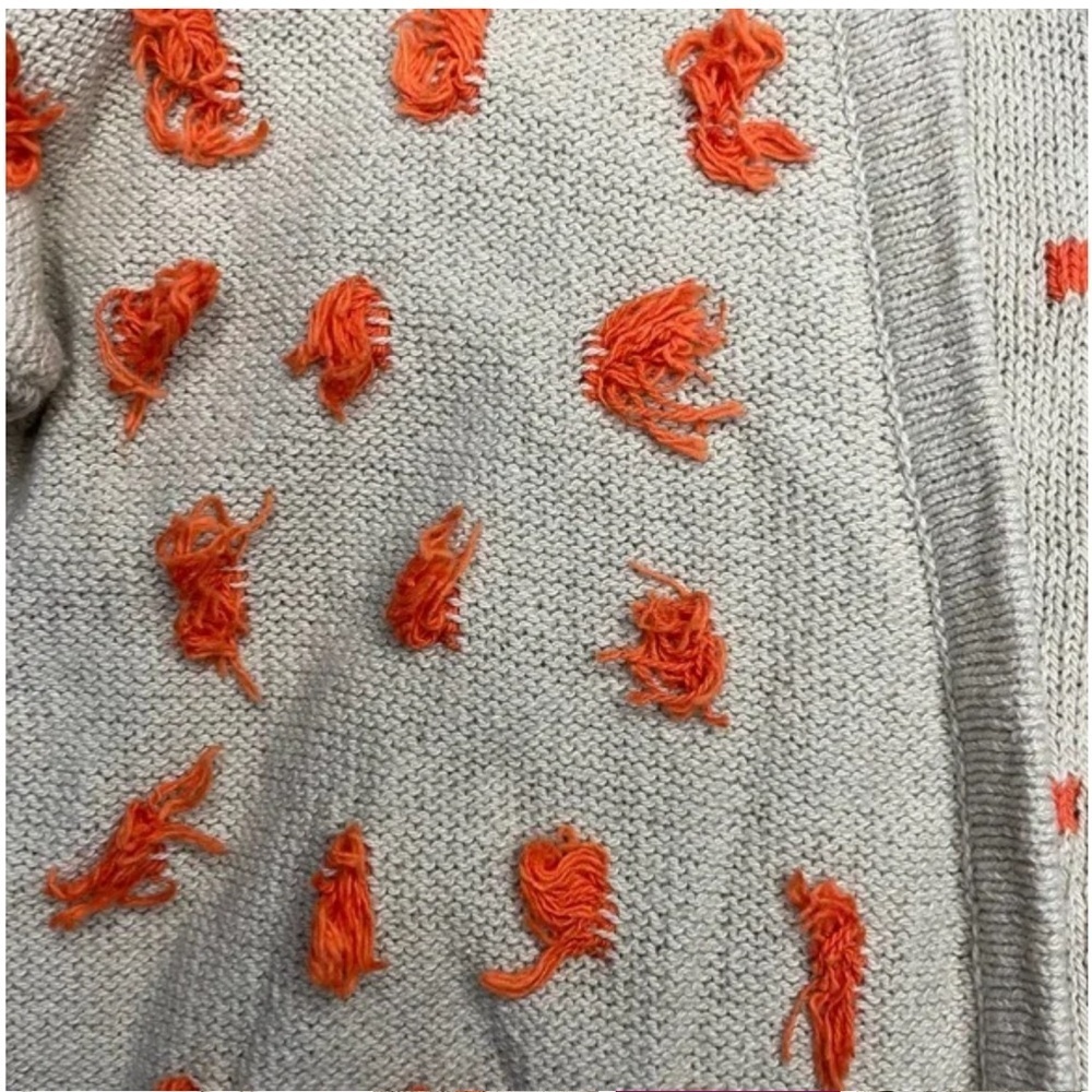 Anthropologie Sparrow Pom Pom Cream Sweater with Orange tassel medium - Picture 4 of 5